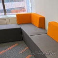 Teknion dna Grey Soft Lounge Seating w/ Orange Corner Bolster Teknion dna Grey Soft Lounge Seating w/ Orange Corner Bolster
